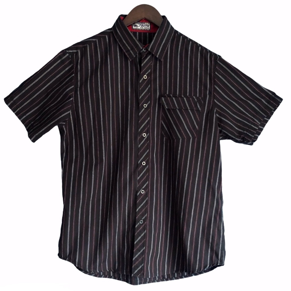 Biker Garage Shirt Truth Soul Armor Men’s L Black Stripe EUC